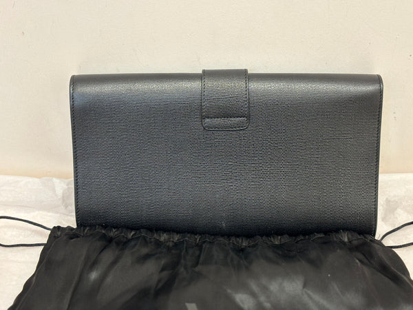 YSL Y Ligne Black Clutch in Textured Leather w/Dust Bag