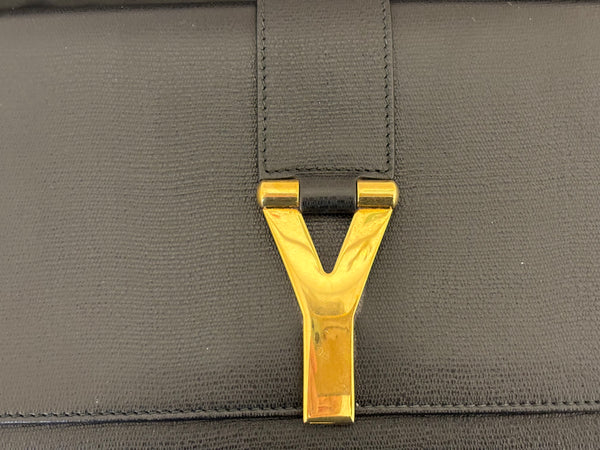 YSL Y Ligne Black Clutch in Textured Leather w/Dust Bag