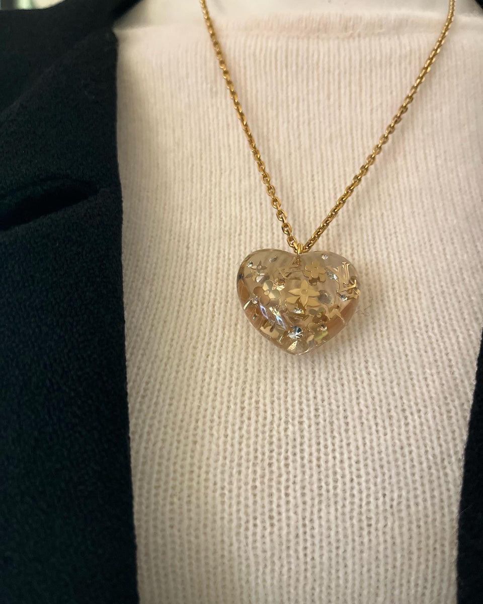 Louis Vuitton Necklace Women Inclusion Heart Gold Gold Authentic W/Storage  Bag