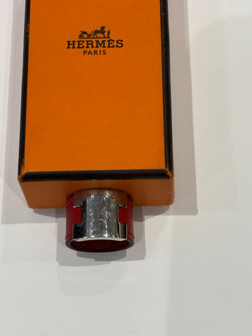 Hermès Silver and Calfskin H Logo Ring