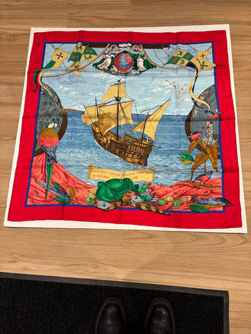 Hermès Christopher Columbus 1992 Silk Scarf 35x35