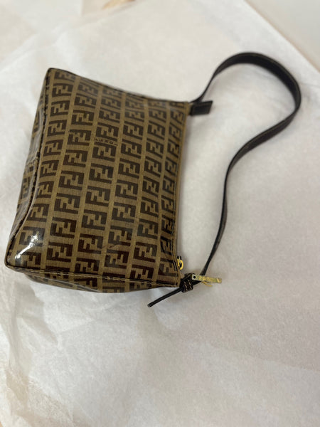 FENDI Pochette in Zucca PVC w/Leather Strap