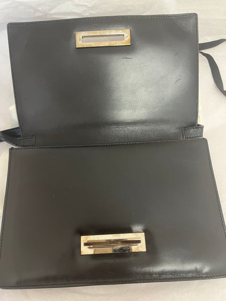 Gucci Black Leather Vintage Shoulder Bag with Dust Bag