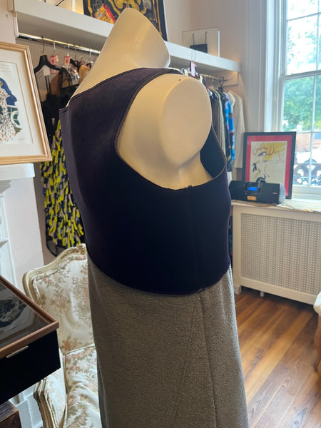 Emporio Armani Purple Velvet and Grey Dress (42 Itl)