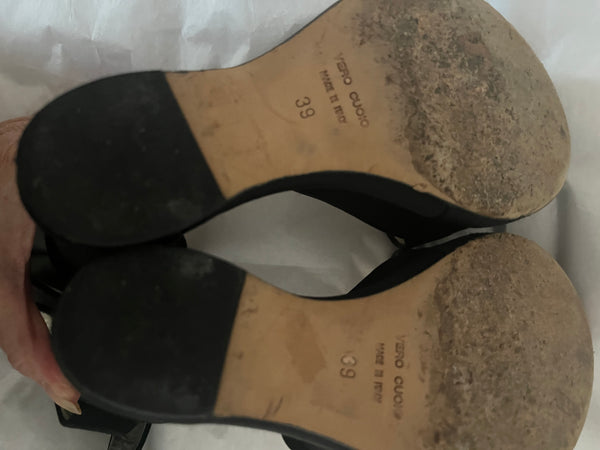 Dolce & Gabbana Black Satin Peep Toe Shoes 39