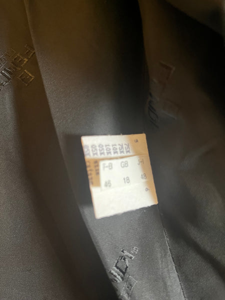 Fendi Black Coat w/Velvet Buttons and Trim (48 Itl) 40 Bust