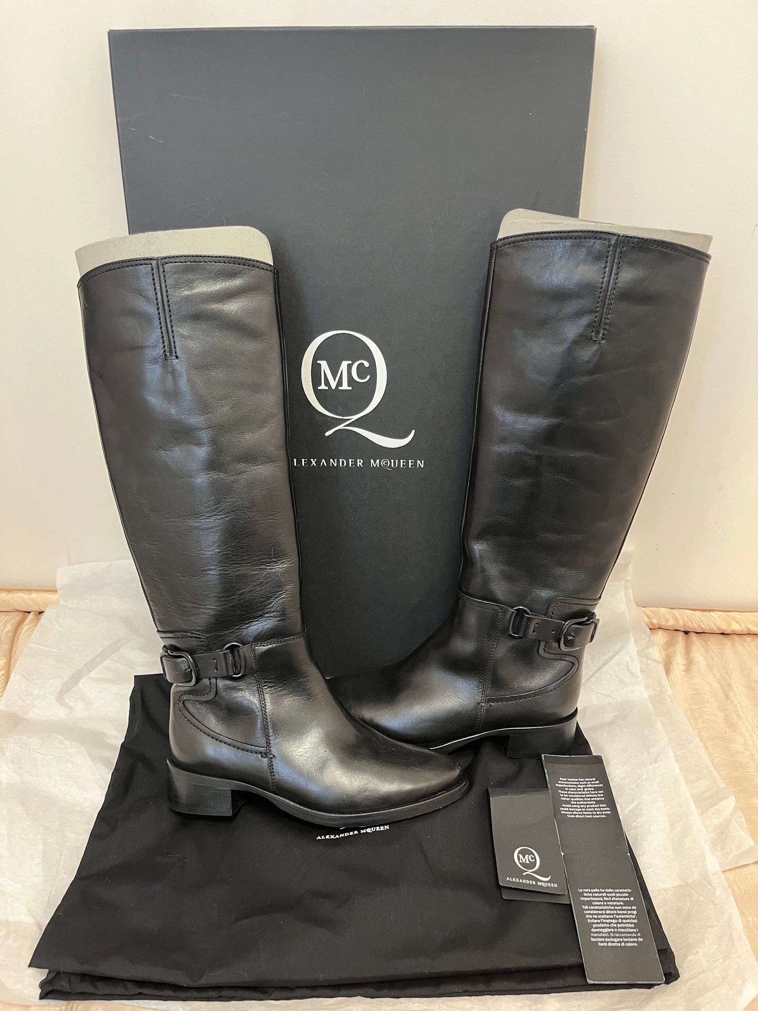 Alexander McQueen Bridal Riding Boots w/Box and Dust Bag 7