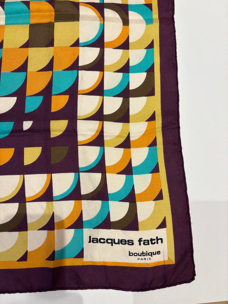 Jacques Fath 1970s Silk Scarf 31"x30".