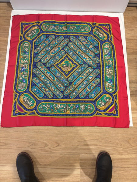 HERMES "QALAMAN" SILK SCARF 35"x35"