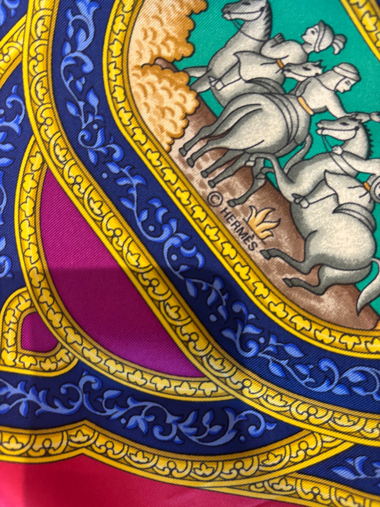 HERMES "QALAMAN" SILK SCARF 35"x35"
