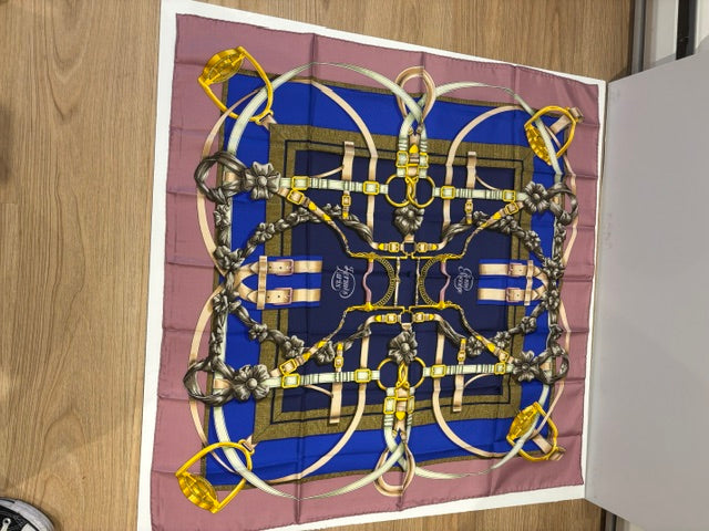 Hermes "Grand Manege" 35"x35" Silk Scarf with Hermes Envelope.