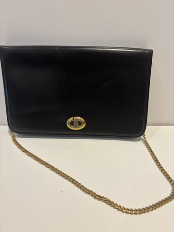 Christian Dior 1980s Classic Black Leather Handbag
