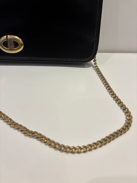 Christian Dior 1980s Classic Black Leather Handbag