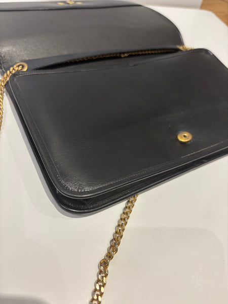 Christian Dior 1980s Classic Black Leather Handbag