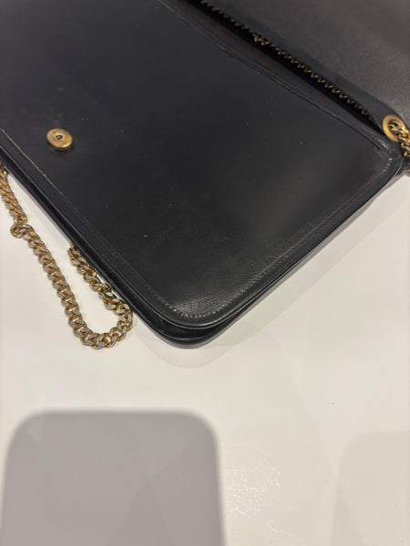 Christian Dior 1980s Classic Black Leather Handbag