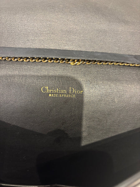 Christian Dior 1980s Classic Black Leather Handbag