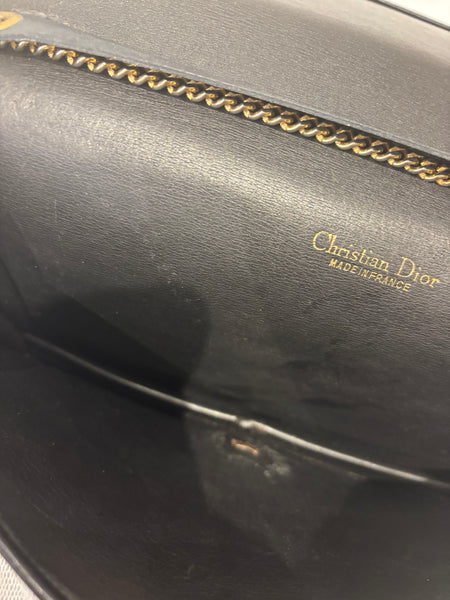 Christian Dior 1980s Classic Black Leather Handbag