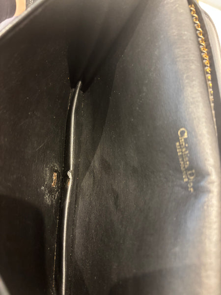 Christian Dior 1980s Classic Black Leather Handbag