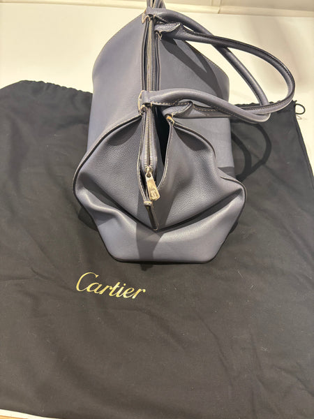 Cartier C Handbag in a Grey/Blue Textured Leather As New w/Dust Bag