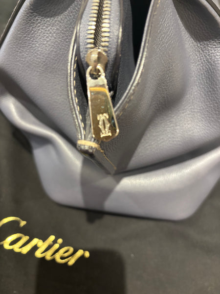 Cartier C Handbag in a Grey/Blue Textured Leather As New w/Dust Bag
