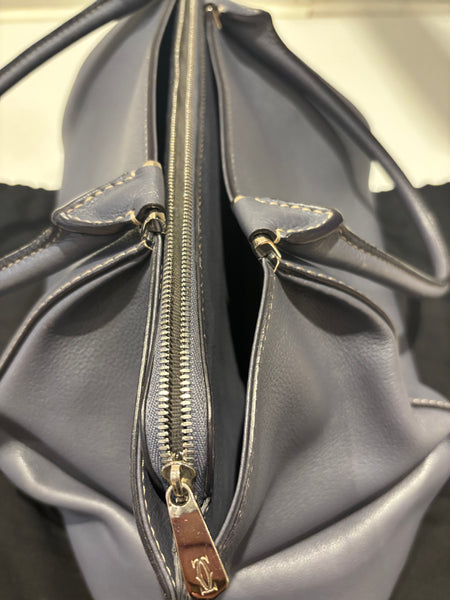 Cartier C Handbag in a Grey/Blue Textured Leather As New w/Dust Bag