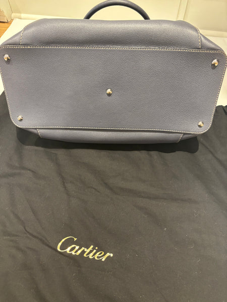 Cartier C Handbag in a Grey/Blue Textured Leather As New w/Dust Bag
