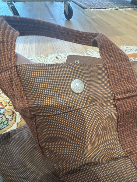 Hermes Vintage Brown Herline MM Tote Bag w/Entrupy Certificate