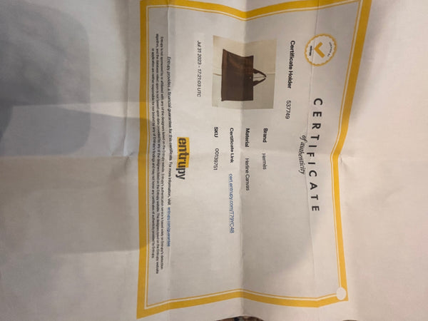Hermes Vintage Brown Herline MM Tote Bag w/Entrupy Certificate