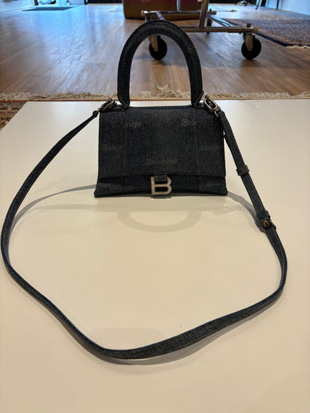 Balenciaga Hourglass All Over Logo Denim Bag w/Dust Bag 2022
