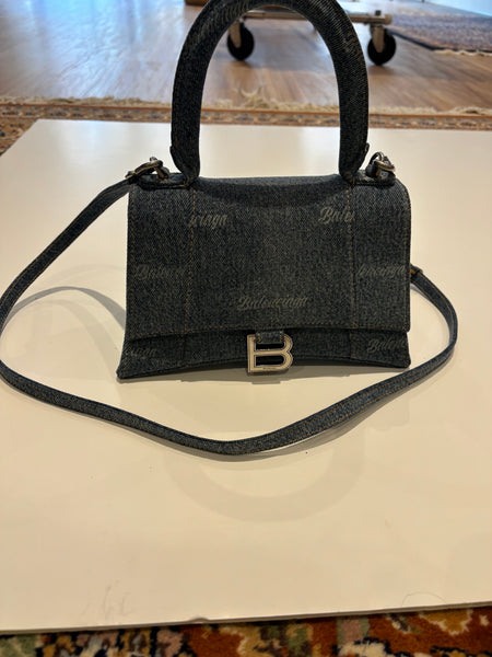 Balenciaga Hourglass All Over Logo Denim Bag w/Dust Bag 2022