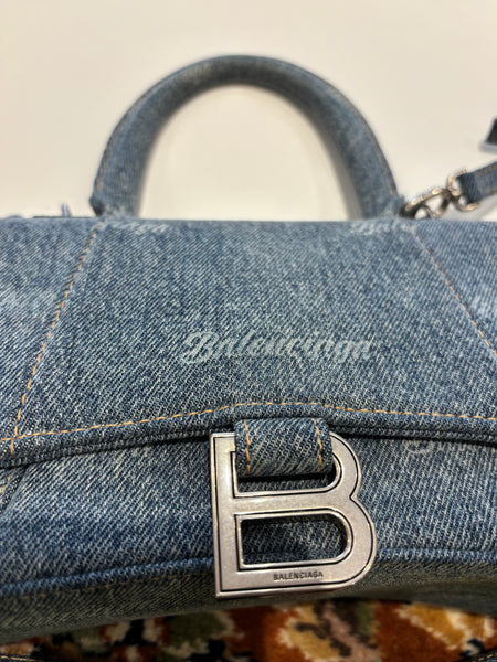 Balenciaga Hourglass All Over Logo Denim Bag w/Dust Bag 2022