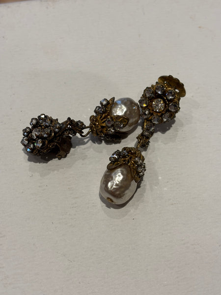 Miriam Haskell Mid-Century signed clip-on Earrings