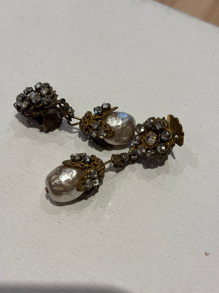 Miriam Haskell Mid-Century signed clip-on Earrings