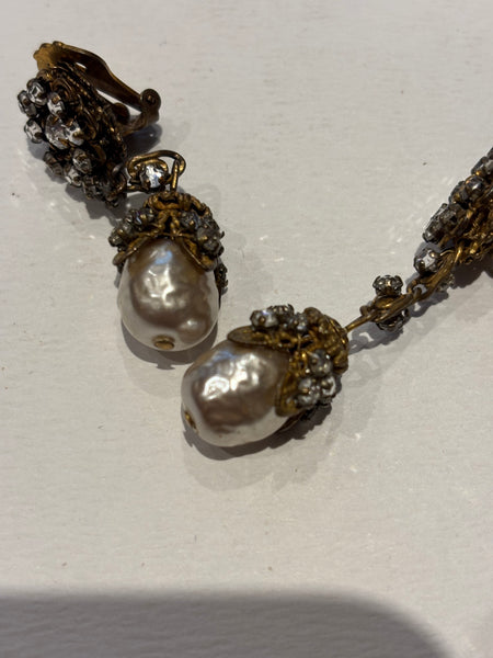 Miriam Haskell Mid-Century signed clip-on Earrings
