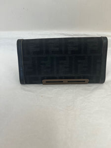 Fendi Canvas and Leather Zucca Monogram Long Wallet