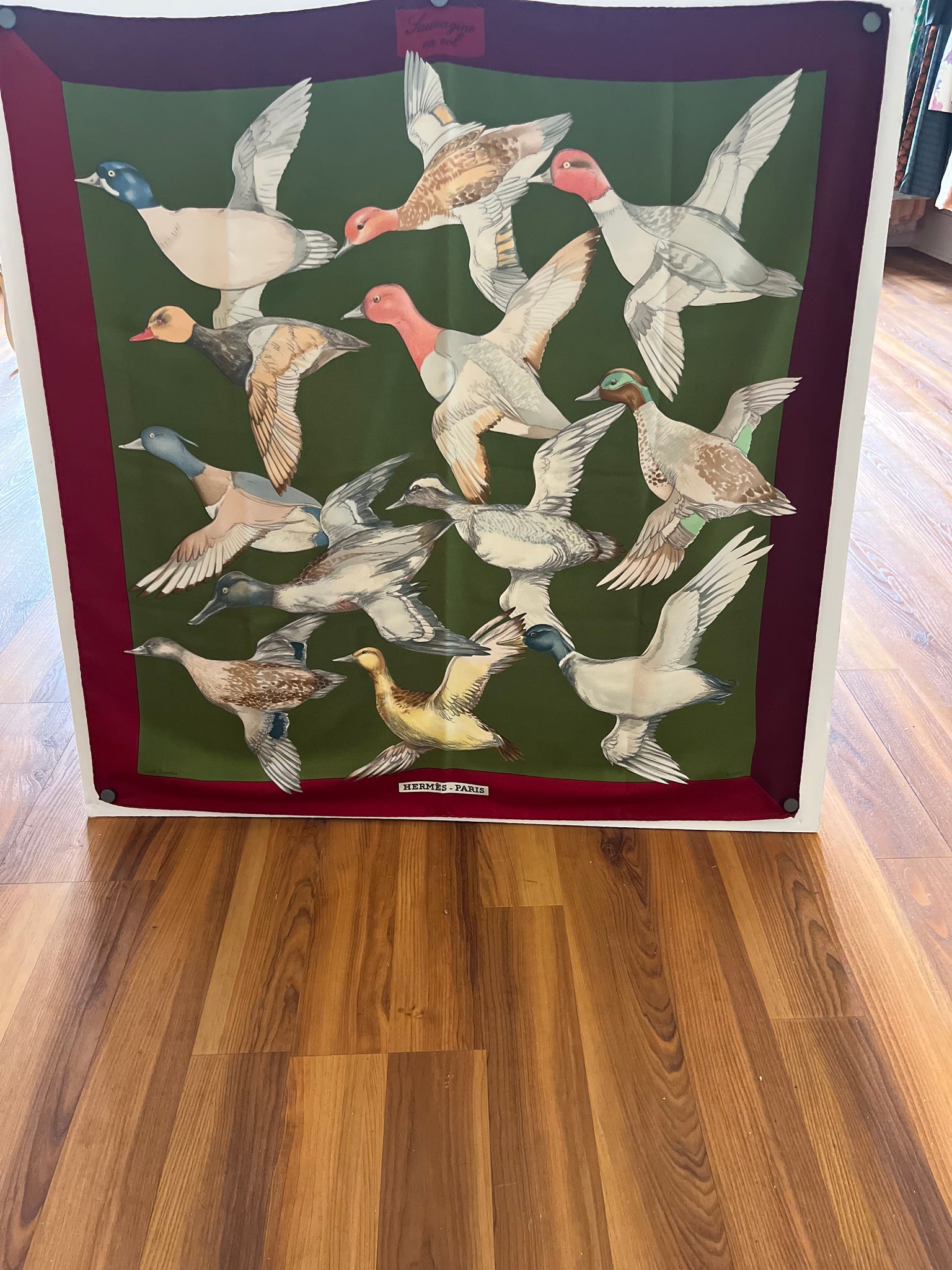 Hermes "Sauvagine en Vol" 35"x35" Silk Scarf