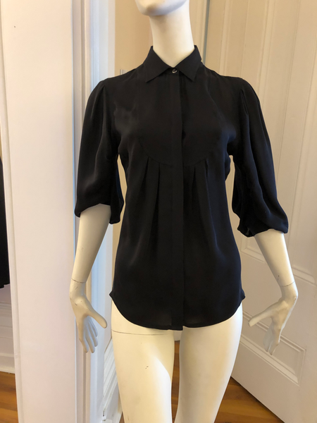 Versace Collection Black Silk "Poet" Blouse 42 ITL