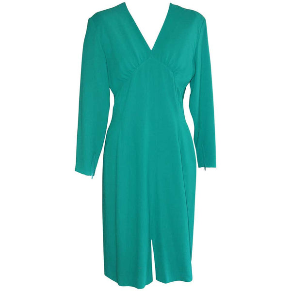 Guy Laroche 1980s Green Wool Dress (42 Fr)