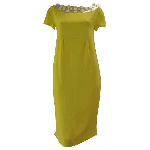 Schumacher Canary Yellow Dress with Detachable Embellished Collar