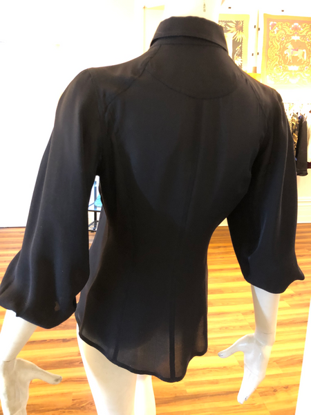 Versace Collection Black Silk "Poet" Blouse 42 ITL