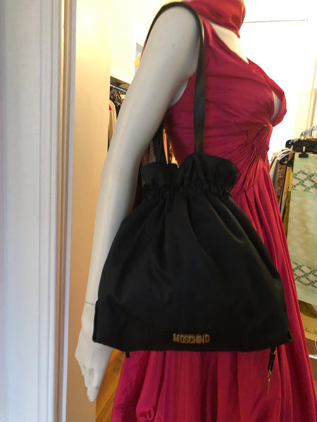 MOSCHINO Redwall Black Drawstring Bucket Bag