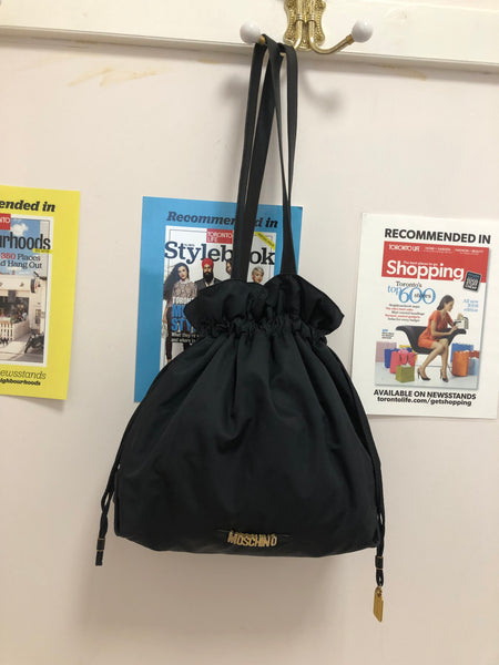 MOSCHINO Redwall Black Drawstring Bucket Bag