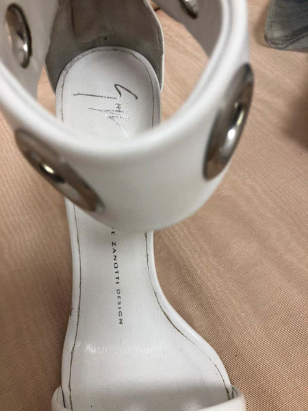 Giuseppe Zanotti White Grommet Stiletto Sandals 37.5