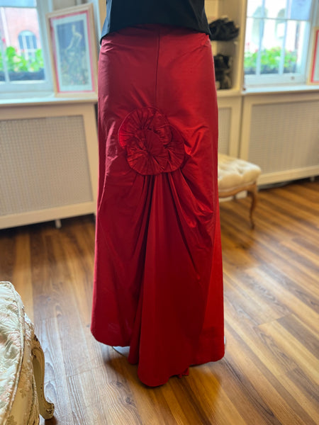Pat McDonagh Red Silk Skirt