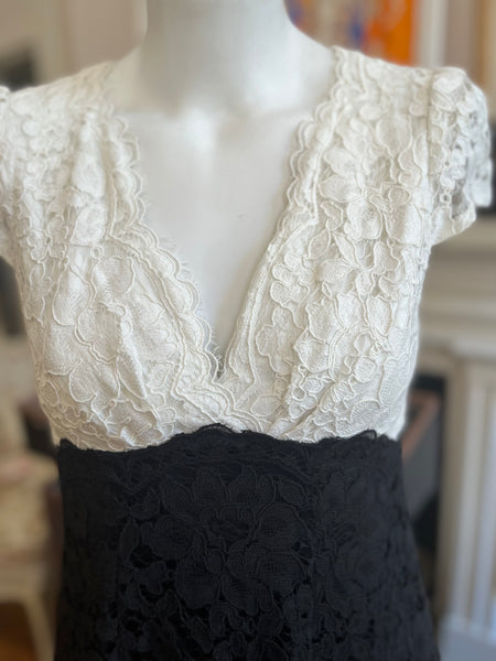 Betsey Johnson Black and White Lace Cotton Dress