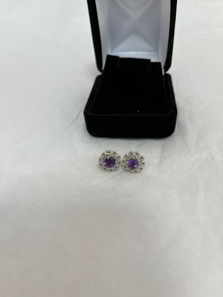 Amethyst and Silver Earrings NEW w/Box