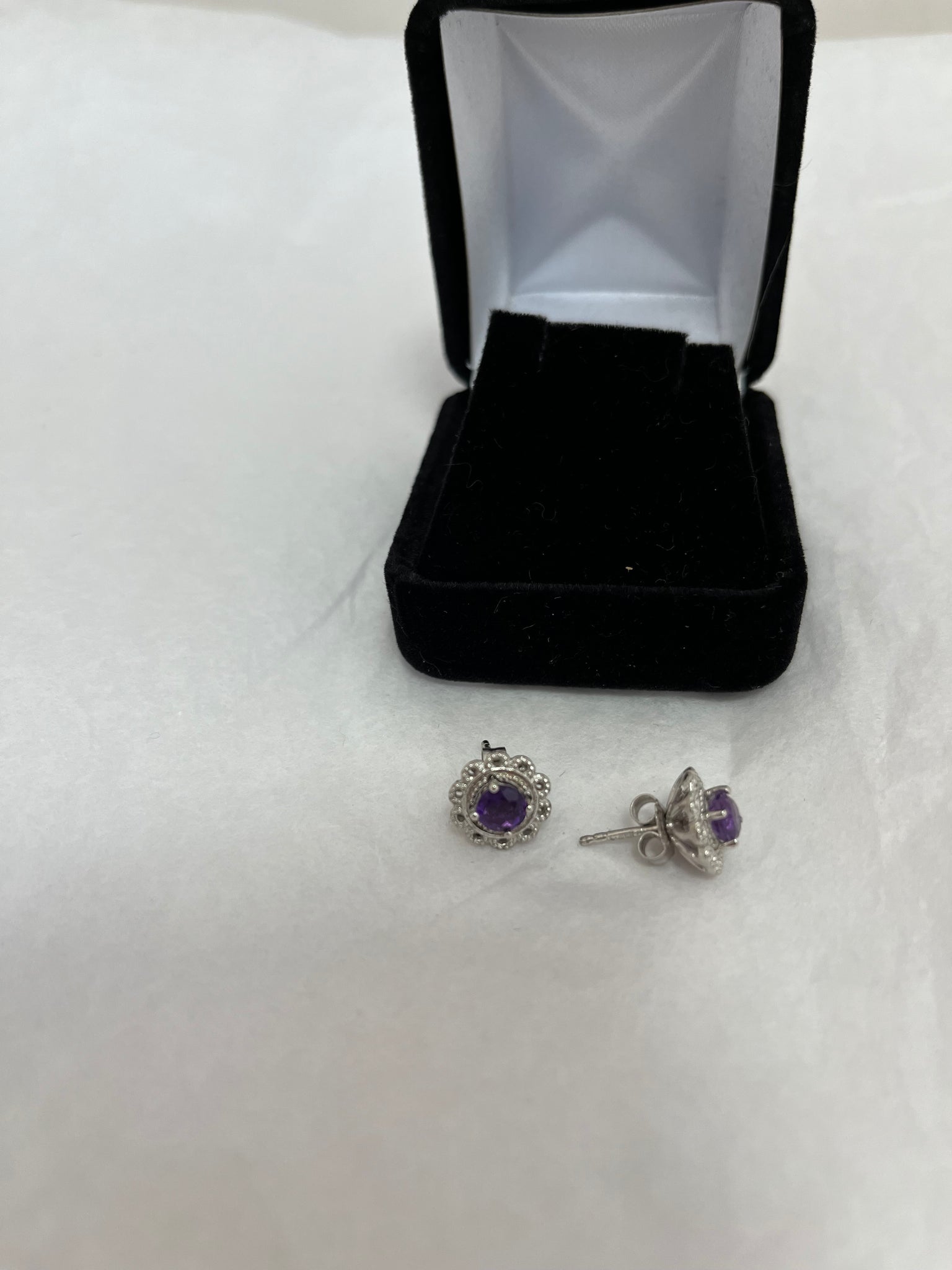 Amethyst and Silver Earrings NEW w/Box