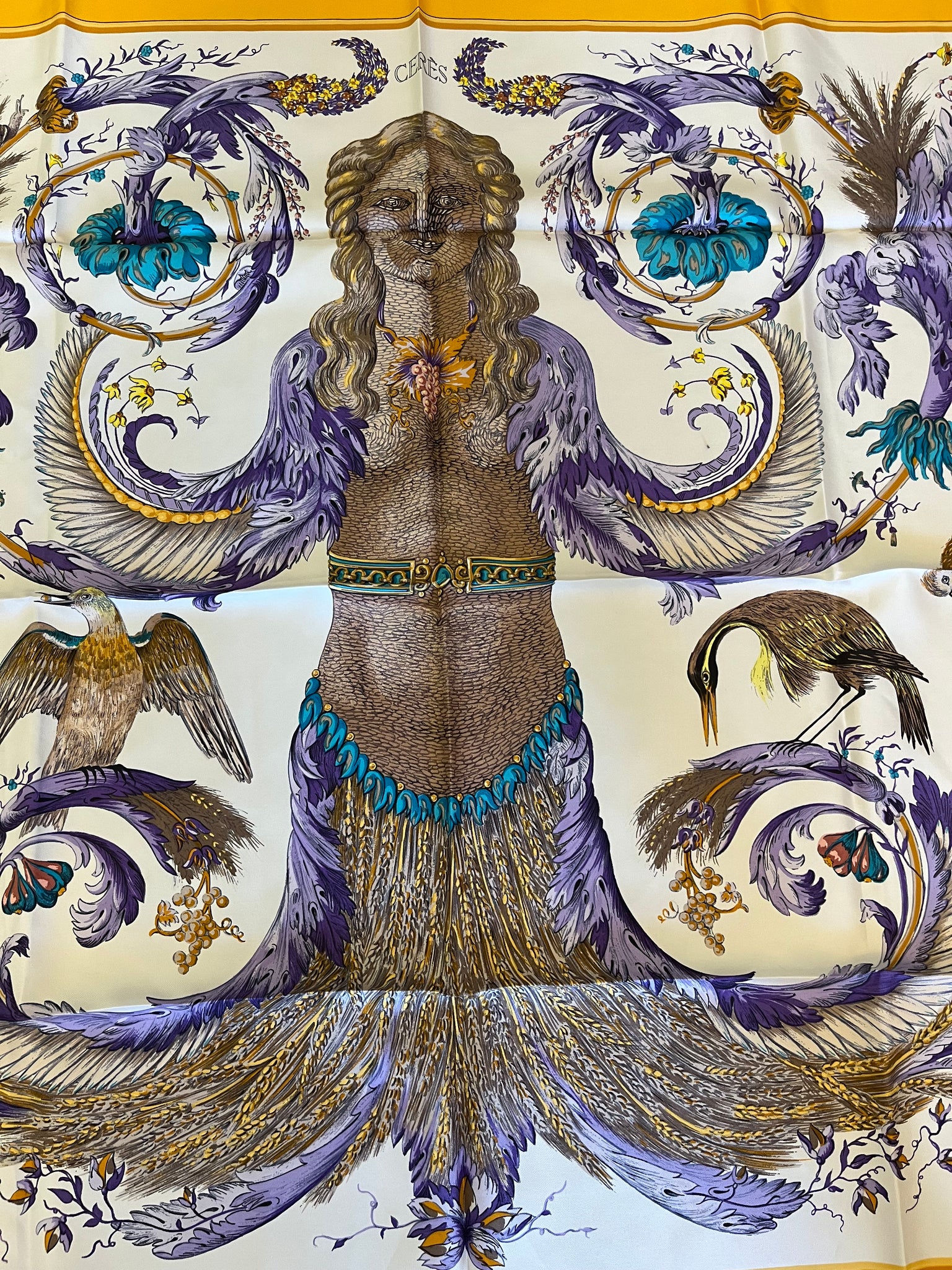 Hermes "Ceres" 1967 Silk Scarf by Francoise Faconnet 35" x 35"